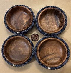 4'lü Bambu Çerez-Meyve-Kahvaltı Kasesi - Mavi