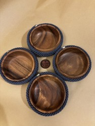 4'lü Bambu Çerez-Meyve-Kahvaltı Kasesi - Mavi