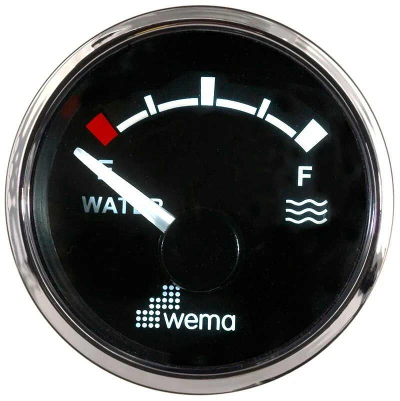Su Tankı Seviye Göstergesi 52mm Krom/Siyah - 1