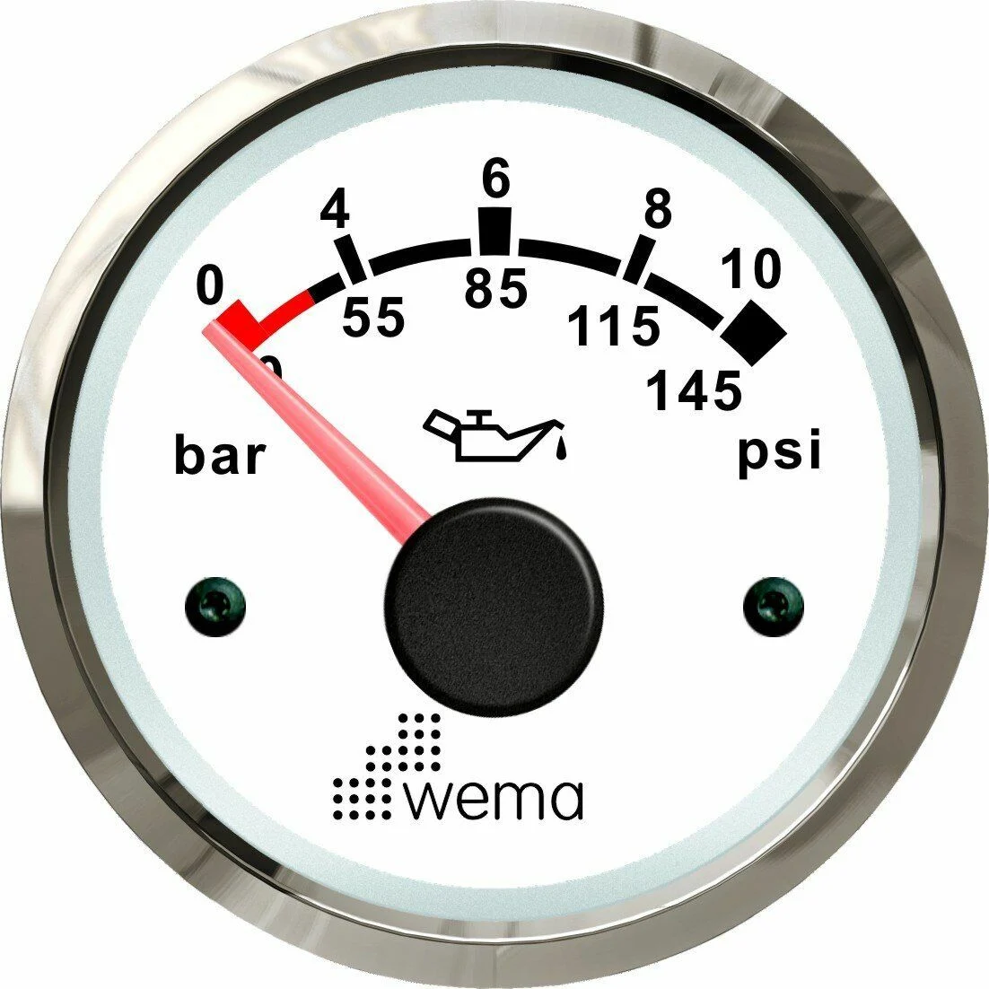 Yağ Basınç Göstergesi 10 Bar 52mm Krom/Beyaz - 1