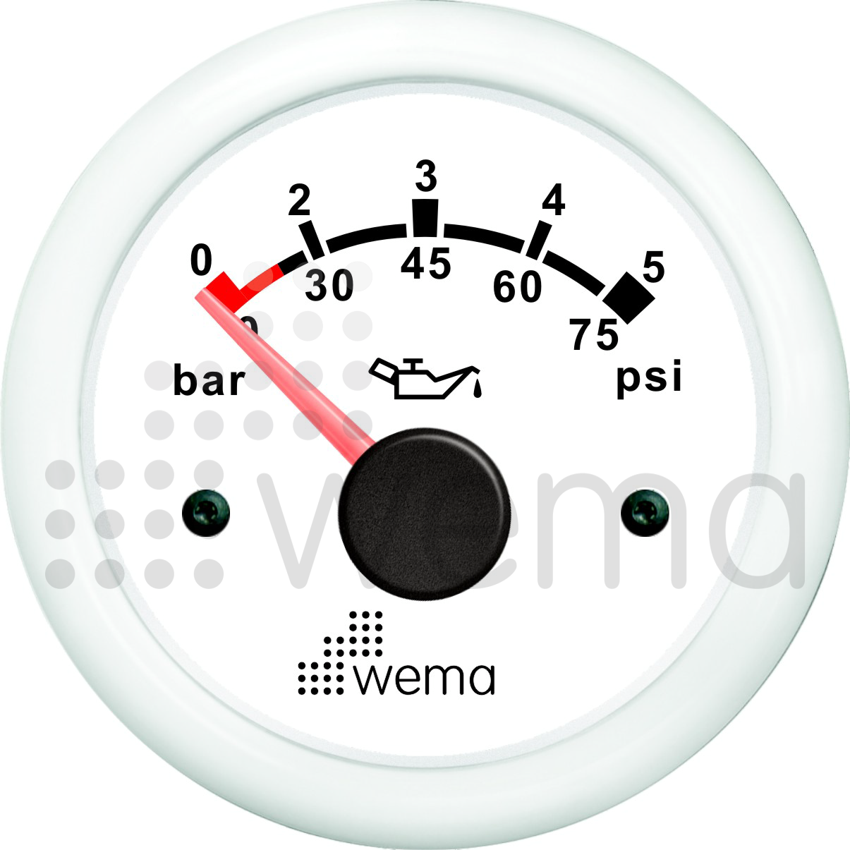 Yağ Basınç Göstergesi 5 Bar 52mm Beyaz/Beyaz - 1